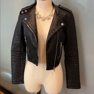 Members Only Faux Leather Jacket Black (Size XS)